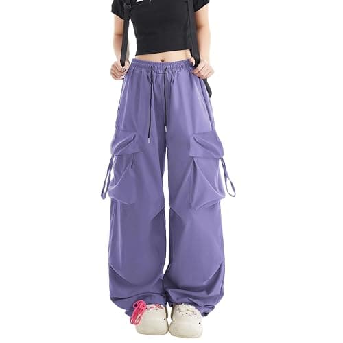 Skateboard Frog Women Y2K Baggy Streetwear Hip Hop Parachute Pants Lightweight Wide Leg Drawstring Cargo Pants Dance - Image 1