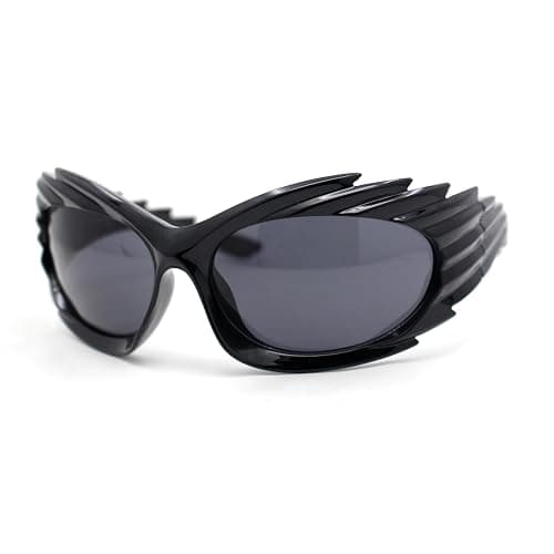SA106 Runway Thorny Beveled Wrap Around Plastic Sport Sunglasses thumbnail 2