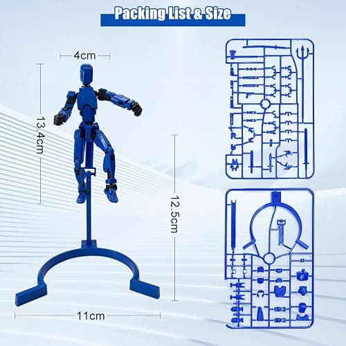 NIHESIM 4 Pack T13 Action Figure, 4 Colors Assemble t13 Models, DIY Pose Stand Titan 13 Action Figures, Lucky T 13 Figures, Dummy 13 Boys Toys, Smooth Movable Joints Robot Titans Man Teens Gift thumbnail 2