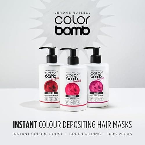Jerome Russell Colour Bomb Brights – Ruby Red Colour Depositing Hair Mask – Nourishing, Semi-Permanent Colour & Shine Treatment – Vegan, Cruelty-Free, 300 ml thumbnail 2