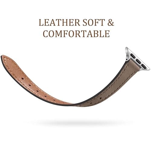 Charlam Slim Leather Band Compatible with Apple Watch Bands for Women 40mm 38mm 41mm 42mm 44mm 45mm 46mm, Top Grain Genuine Leather Strap Thin Wristband for iWatch Series 11 10 SE 9 8 7 6 5 4 3 2 1 thumbnail 3