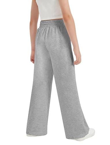 EXARUS Girls Sweatpants Front Seam Drawstring High Waist Wide Leg Sweat Pants Baggy Causal Kids High Waisted 6-14Y thumbnail 5
