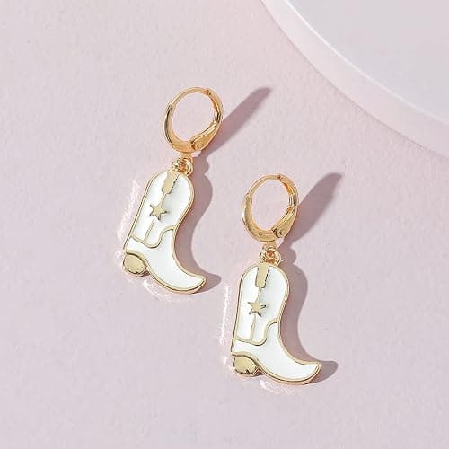 MOEPAPA Enamel Western Cowgirl Boot Earrings Cowgboy Dangle Drop earrings thumbnail 3
