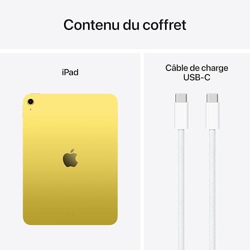Apple iPad avec Puce A16 : Écran Liquid Retina 11 Pouces, 128 Go, Wi-FI 6, caméras Avant/arrière 12 Mpx, Touch ID, autonomie d’Une journée – Jaune thumbnail 6