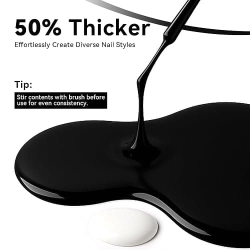 MAYCHAO Gel Liner Nail Art Polish Black and White 2pcs Set 8ml Build in Thin Brush for Swirl/Euphoria French Tips Manicure Painting DIY at Home thumbnail 4
