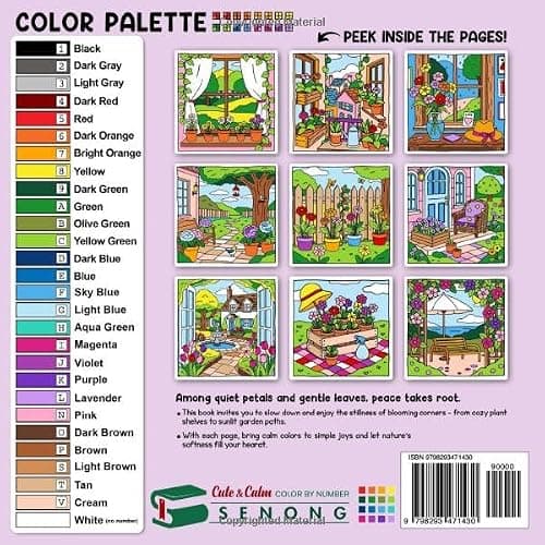 Cozy Blooms Cute & Calm Color By Number: Peaceful Gardens & Gentle Greenery for Soft Relaxation thumbnail 2