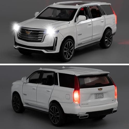LOVEPOSELY 1:32 Scale Car Model Compatible for Collectible Escalade SUV Diecast Toy Vehicle, Zinc Alloy Pull Back Toy Car with Sound and Light for Adult Boys Girls 3 4 5 6 7 8 (White) thumbnail 7