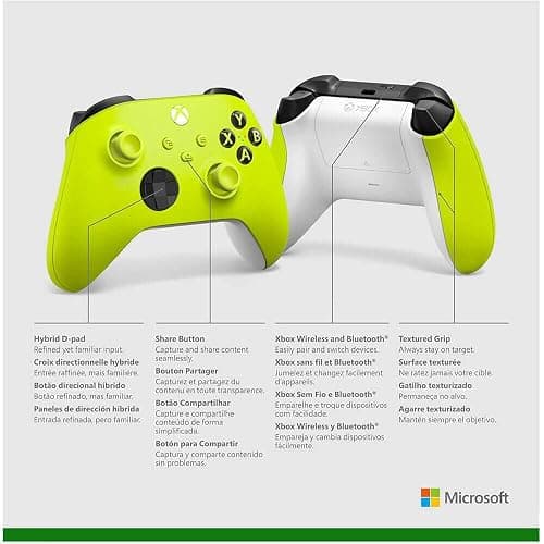 Xbox Core Wireless Gaming Controller – Electric Volt Series X|S, One, Windows PC, Android, and iOS thumbnail 6