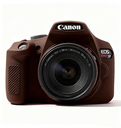 Frevyve Case for Canon EOS Rebel T7 Rebel T6 Camera, Soft Silicone Rubber Protective Camera Case Cover Accessories, Lightweight, Anti-Scratch with Button Marking for EOS Rebel T7 T6 (Brown) - Image 1