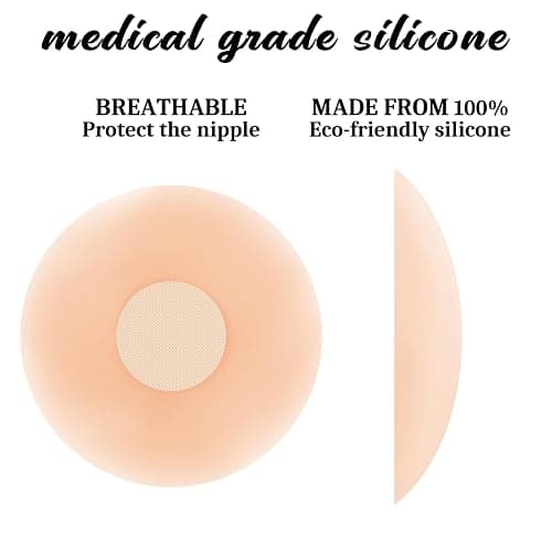QUXIANG 4 Pairs Pasties Women Nipple Covers Reusable Adhesive Silicone Nippleless Covers Bra for Dress - 01 Flesh thumbnail 6