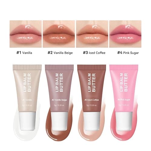 4Pcs Hydrating Lip Gloss Set, Mini Lip Balm Pack, High Shine Glass Finish Lip Moisturizing Plumping Lip Gloss Shiny Jelly Liquid Lipstick for Women thumbnail 3