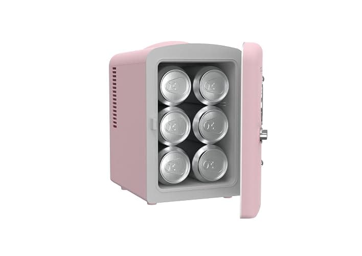 Frigidaire EFMIS171 Retro Mini Portable Personal Fridge - Ideal for Home, Office or Dorm - Includes Carrying Handle, AC/DC Wall/Car Charger (Pink) thumbnail 3