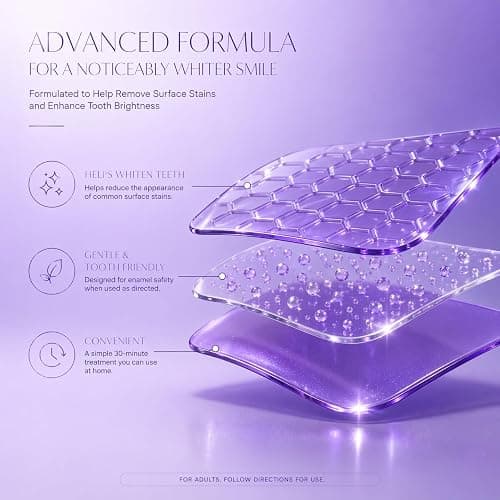 Purple Teeth Whitening Strips, Teeth Whitening Strips Removes Yellow Stains & Bad Breath, Gentle Teeth Whitening in 30 Minutes, Enamel Safe for Sensitive Tooth, Non-Slip Mint, 28 Strips (28 Strips) thumbnail 3