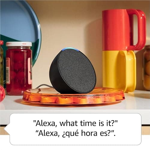 Echo Pop | Full sound compact smart speaker with Alexa | International Version with US Power Adaptor | Charcoal thumbnail 4