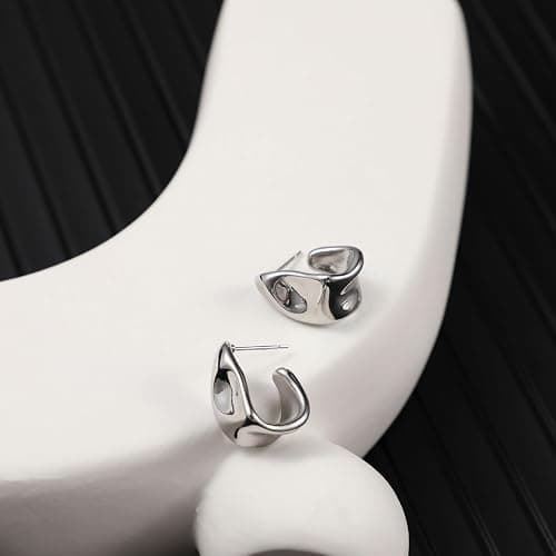Kyerlyn Chunky Gold Earrings for Women, 14K Gold/Silver Plated Statement Geometric Dangle Drop Earrings Chunky Trendy Knot Stud Hypoallergenic Fashion Jewelry Gift thumbnail 6