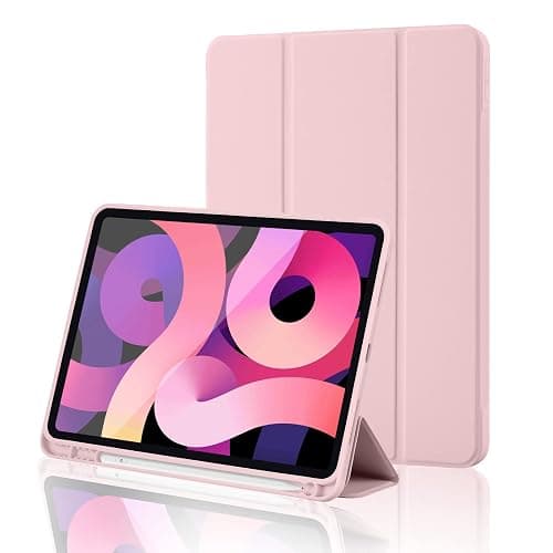 iPad (A16) 11th Generation Case 11 Inch 2025, iPad 10th Generation Case 2022 10.9 Inch with Pencil Holder, Soft TPU Back Slim Smart Protective Trifold Stand Cover, Auto Wake/Sleep, Pink - Image 1