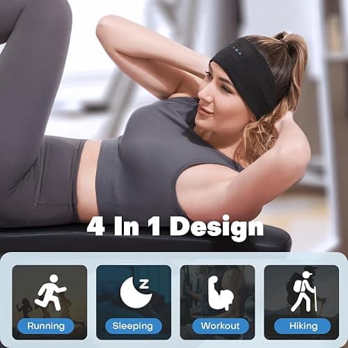 TOPIEI Sleep Headphones Bluetooth Headband for Side Sleeper, 17 Hours Playtime, Wireless Headband Headphones with HD Stereo Speakers for Workout,Running,Yoga, Ideal Gifts for Men, Women, Teens, Black thumbnail 5