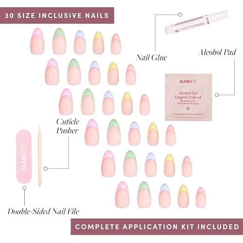 Glamnetic Press On Nails - Confetti | Semi-Transparent Short Almond Fake Nails, Salon Quality | 15 Sizes - 30 Nail Kit with Glue thumbnail 7