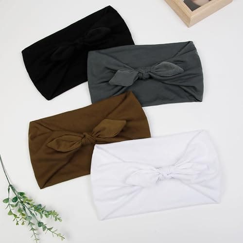 Huachi 4 Packs Bow Headbands for Women Girls, Wide Head Bands for Women's Hair Non Slip Soft Elastic Hair Bands, African Thick Workout Gym Turban Bandanas Head Wraps Hair Accessories (Fashion) thumbnail 7