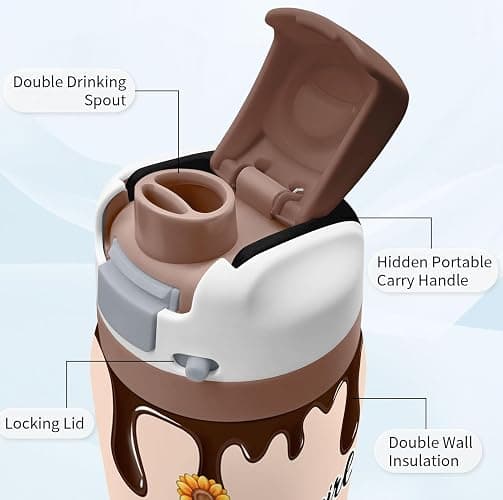 Cow Gifts for Women, 32oz Water Bottle with Handle for Girl Friend | Tumbler with 2-in-1 Leak Proof Lid for Outdoor Sports, Christmas Thanksgiving Birthday Gift for Her Wife Daughter thumbnail 4