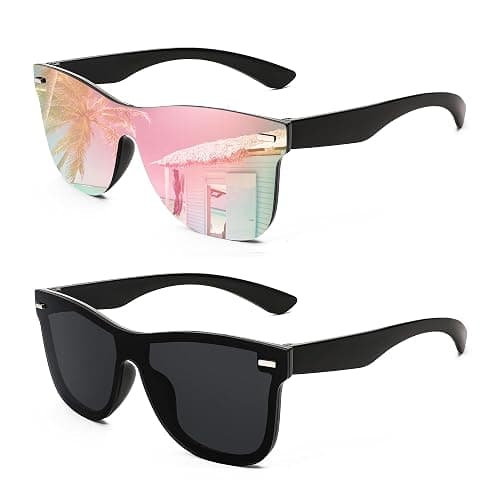 FEISEDY Trendy Rimless Mirrored One Piece Lens Sunglasses Reflective Sun Glasses B4114 - Image 1