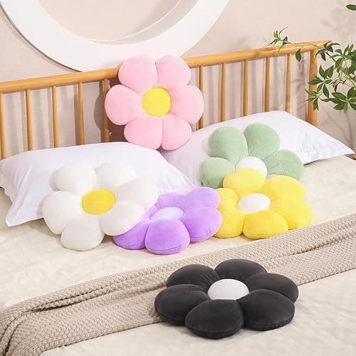 17.7 Inch Sage Green Flower Pillow – Daisy Shaped Cute Decorative Throw Pillow, Soft Floral Seating Cushion Floor Pillows for Sofa, Bed, Chair & Room Decor thumbnail 4