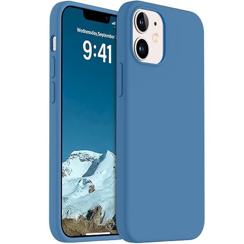 AOTESIER Shockproof Designed for iPhone 12 Mini Case, Food Grade Liquid Silicone Phone Case with [Soft Anti-Scratch Microfiber Lining] Drop Protection 5.4 inch Slim Thin Cover, Azure Blue - Image 1