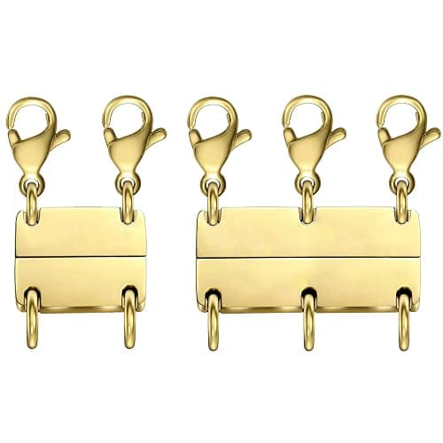 MKCYD Multi Necklace Layering Clasp Strong Magnetic Clasps | Gold and Silver Necklace Separator for Layering, Necklace Stack Clasp for Women, Multiple Jewelry Closures for Layered Look - Image 1