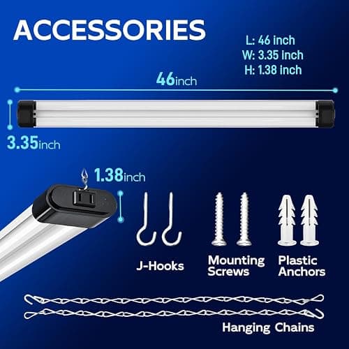 hykolity 4FT Linkable LED Shop Light,44W 4600LM 5000K Daylight,8 Pack | Plug-in Hanging/Surface Mount Utility Light, Daisy Chain Shop Lights for Garage,Workshop,,Warehouse,Utility Room,Black thumbnail 6