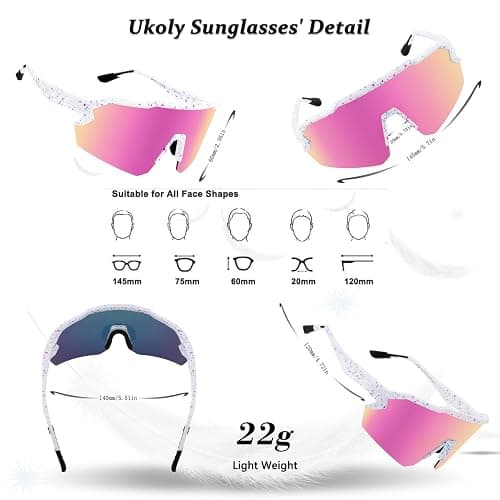 Ukoly Baseball Sunglasses For Men Women,Sports Sunglasses For Baseball Running Cycling UV400 protection TR90 Frame 615 thumbnail 2