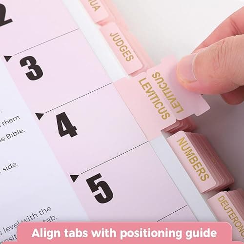 Bible Tabs for Women, 100 Tabs, Laminated Bible Book Tabs for Study Bible,Easy to Read and Apply Bible Chapter Tabs(Gold Foil Embossed Lettering), Bible Study Supplies, Pink Bible Labels Tabs thumbnail 5
