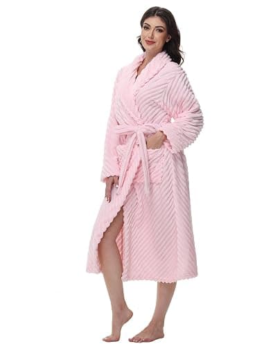 Yurhap Premium Robes for Women - Super Soft Cozy Fleece Womens Robe Plush Long Bathrobe thumbnail 6