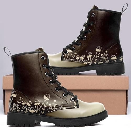 AWSOLE Fashion Ankle Boots For Men Women Floral Mushroom Star Trendy Lace Up Unisex Booties Combat Trendy Street Wear Boots thumbnail 6
