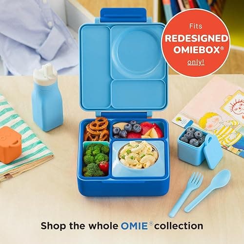 Omie OmieBox Reusable Silicone Water Bottle - 8.7 oz, Straw Top, BPA-Free & Phthalate-Free, Leak-Proof (Blue) (OmieBox Sold Separately) thumbnail 5