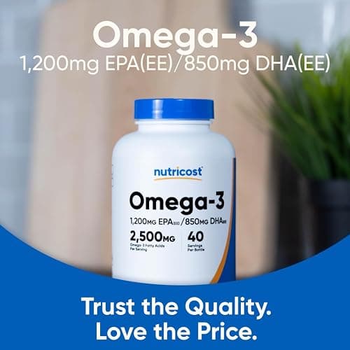 Nutricost Omega 3 Fish Oil - 2500MG, 120 Softgels (40 Serv) - Fish Oil, Wild Caught! 1200mg EPA 850mg DHA - Non-GMO, Gluten Free thumbnail 5