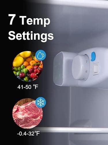 KRIB BLING Refrigerator with Freezer 3.5 Cu.Ft with 7 Level Adjustable Thermostat Control 2 Door Energy Saving Top-Freezer Compact Refrigerator Silver (KB03 FLS-80-Silver-2) thumbnail 6