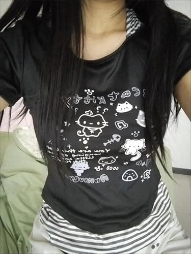 Kawaii Cutecore Harajuku Y2k 2000s Tops Summer Preppy Aesthetic Alt Goth Emo Short Sleeve Graphic Tees thumbnail 2