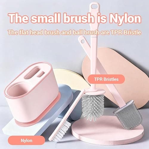 MOUMOUTEN Toilet Brush Set, Bathroom Accessories, Toilet Bowl Cleaners, Deep Cleansing Multifunctional Hanging Toilet Brush Set for Bathroom(Cherry Blossom Pink) thumbnail 8