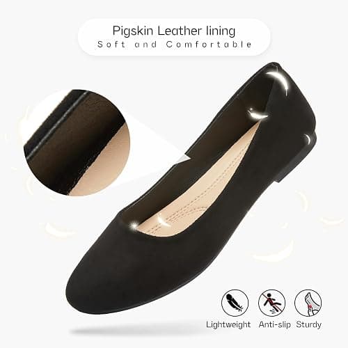 Shupua Flats for Women Round Toe Flat Shoes Dressy Black Ballet Flats Comfortable Womens Dress Shoes Ballerina Flats for Work thumbnail 5