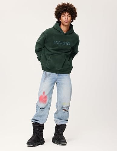 Aelfric Eden Hoodies Mens Acid Wash Hoodie Oversized Vintage Heavyweight Cotton Fleece Hooded Pullover Sweatshirt thumbnail 6