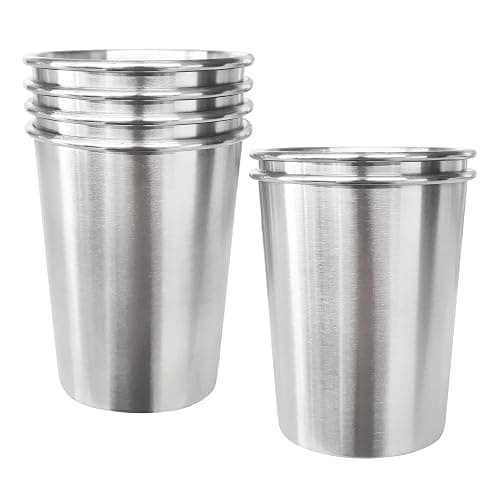 YOLCAR 6 Pack 8 oz Stainless Steel Kids Cups, Children's Pint Cups, Stackable Metal Cups, Shatterproof Drinking Glasses thumbnail 3