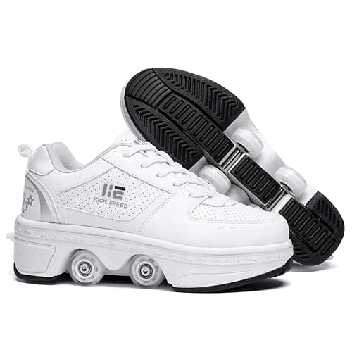 2-in-1 Roller Skates & Sneakers Unisex Retractable Wheels Outdoor Fun & Fitness Kick Roller Shoes - Image 1