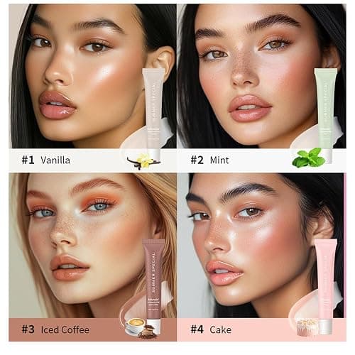 4Pcs Summer Tinted Lip Butter Balm - Ultra-Hydrating, Nourishing Lip Care with Natural Ingredients, Soothes & Softens Dry Lips, Birthday Cake with Slight Shine (Vanilla+Mint+Coffee+Cake, 4Pcs) thumbnail 2
