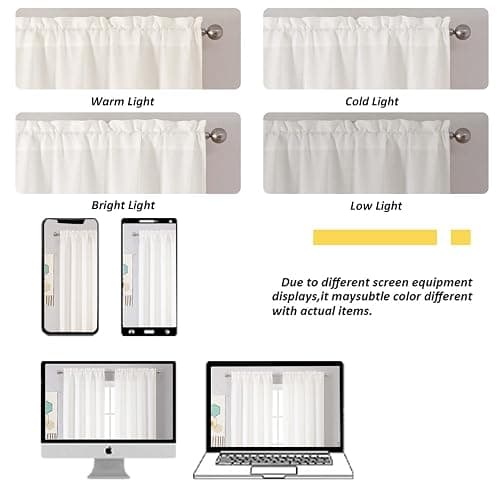 Chyhomenyc Bedroom Curtains 45 Inch Length 2 Panels, Faux Linen Textured Light Filtering Soft Airy Yellowish Window Treatment Drapes for Living Room, Each 30Wx45L Inches, Cream（prev. Ivory） thumbnail 7