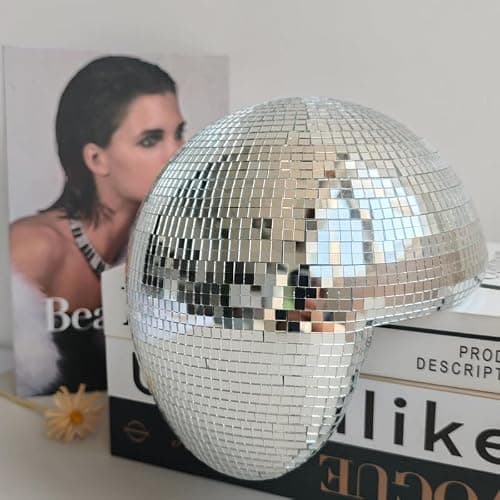 Melted Disco Ball Decor,Handmade Reflective Mirror Ball,Aesthetic Shelf Decor for Bedroom, Office, Living Room,Unique Sparkling Disco Sculpture Modern Home Decor,Silver thumbnail 6