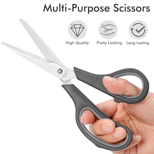 30 Pack Scissors Bulk, 8 Inch Sharp Scissors All Purpose for Office School Classroom, Shear Fabric Sewing Craft Cutting Paper for Adults Teachers Students, School Supplies for Right/Left Handles thumbnail 6