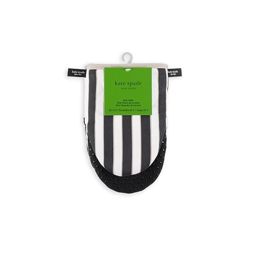 Kate Spade New York Botanical Stripe Mini Oven Mitt 2-Pack Set, 5.5" x 8", Black/Beige thumbnail 7