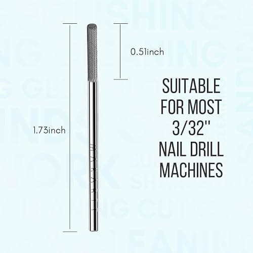 Makartt Cuticle Nail Drill Bit - Safety Tungsten Carbide Cuticle Remover Drill Bit Needle Bit Under Nail Cleaner Dead Skin Nail Prepare 3/32'' for Electric Nail File Nail Buffer Bit-3XF (Silver,Fine) thumbnail 6