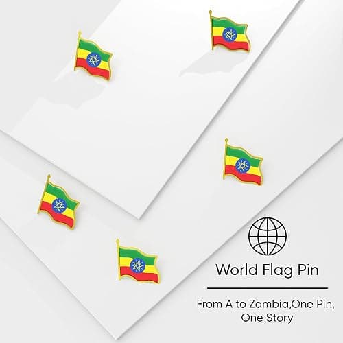 Ethiopia Flag Lapel Pin - Enamel Metal National Badge | World Travel Souvenir Gifts for Men & Women | Country Flag Patriotic Brooch Bulk Pack of Pins for Hat, Tie, Clothes, Backpack (1pc) thumbnail 6