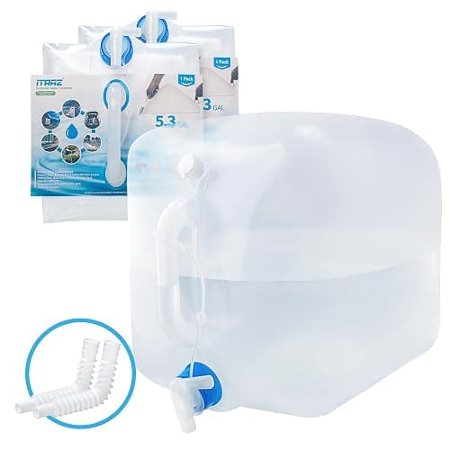 ITRAZ BPA-Free Collapsible Water Container with Spigot, 2-Pack 5.3 Gallon | Foldable Water Storage Jug for Camping, RV Travel, Hiking & Emergency Preparedness for Hurricanes, Tornadoes & Drought - Image 1